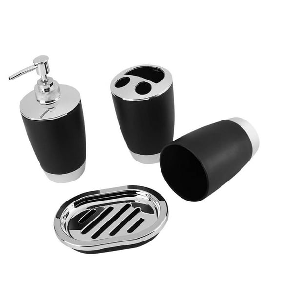 lanema Pack Of 4 Bathroom Accessories Set with Soap Dispenser Plastic Toothbrush Holder Washing Cup and Soap Dish