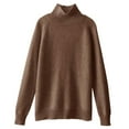 thumbnail image 3 of DuoJiaJ Women's Seamless Sweater Turtleneck Long Sleeve Knitted Pullover Tops Brown L, 3 of 3