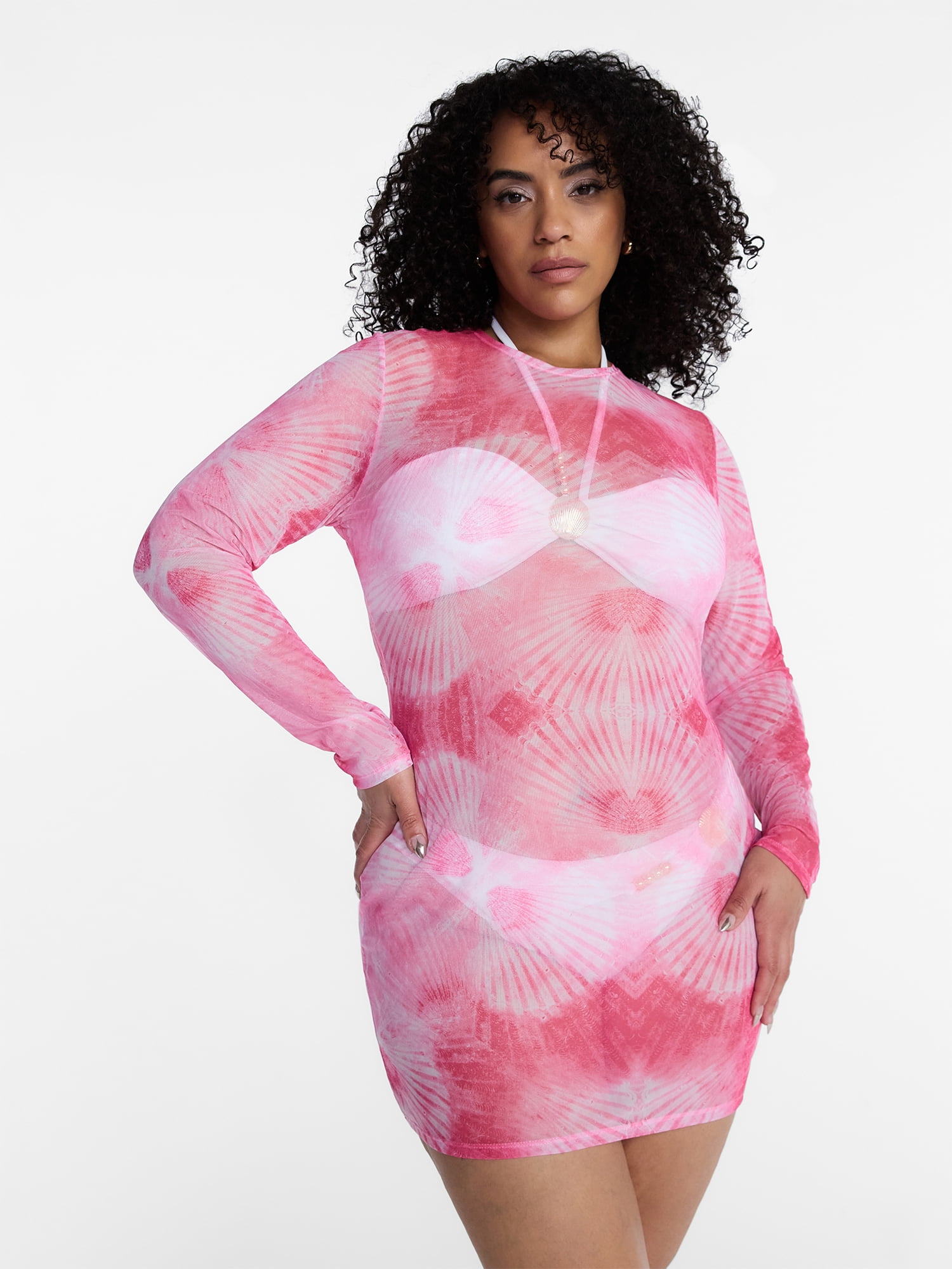 Hot Girl Summer by Megan Thee Stallion Women's and Women's Plus Thee Mesh Coverup Dress, Sizes XS-3X