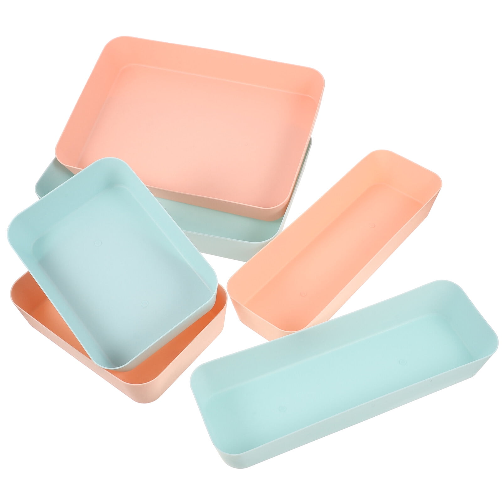 NUOLUX 6Pcs Colorful Desk Organizer Box Plastic Vanity Desk Drawer