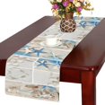 thumbnail image 2 of MYPOP Wooden Starfish Seashell Blue Table Runner Cloth Home Decor 14x72 Inch for Wedding Party Banquet Decoration, 2 of 6