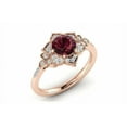 thumbnail image 4 of HeartsAndYou 2.2ct Natural Round Garnet Diamond Flower Milgrain Halo Ring 14k SOLID Rose Gold, 4 of 9