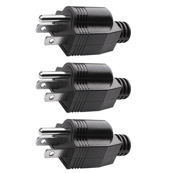 TAPDRA Black 3 Prong Male Plug 3 Pcs ABS Plastic 15A 125V AC Dust Resistant for Home Decoration RV Outdoor Damaged Electrical Plug Repair