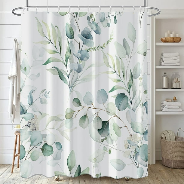 Matsuzay Cortina de ducha de flores de color agua de poliéster en revestimiento impermeable azul de secado rápido no piel Juegos de accesorios de baño YL456-7 180 cm * 180 cm