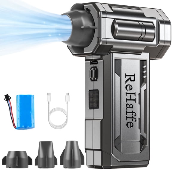 Compressed Air Duster - 130000RPM Mini Cordless Electric Duster with 2 Rechargeable Batteries, 4-Speed Adjustable with LED Light & 3 Nozzles Air Dust Blower for Computer Keyboard/Car/Home/Outdoor
