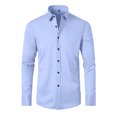 thumbnail image 6 of DAKIMOE Mens Dress Shirts Slim Fit Solid Long Sleeve Stretch Mens Button down Shirts Wrinkle-Free No-Iron Formal Business Casual Button up Shirt, Light Blue, M, 6 of 9