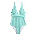 thumbnail image 1 of Gibobby Bañador de Bikini La reunión multicolor a rayas para mujer un traje de baño sin espalda sexy delgado(Verde,CH), 1 of 4