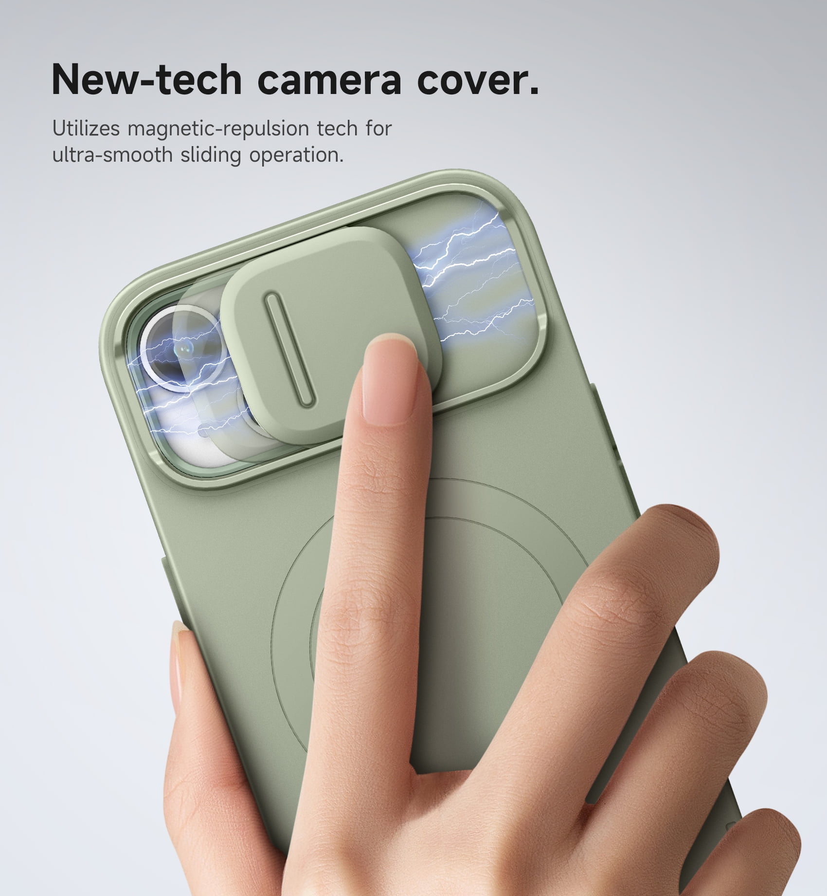 Suritch for iPhone 13 / 14 Case with Magnetic Slide Camera Cover and Adjustable Kickstand, Compatible with MagSafe, Shockproof Bumper Case Slim Protective Cover, Green