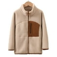 thumbnail image 2 of Atogsazn Girls Fuzzy Fleece Jacket Casual Shepra Zip Up Long Sleeve Coat Winter Warm Fashion Clothes 02-Khaki 3-4 Years, 2 of 8