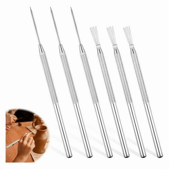 6 Pcs Clay Needle Tools 5.3 Inch Pottery Tools Carving Modeling Kit for Ceramic Wire Texture Detail Ceramics Tools