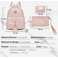 thumbnail image 2 of Mochilas Damas Bolsas De Cuero Versátil Rosa Conjunto 3 Pack Modelo Rosa, 2 of 4