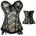thumbnail image 3 of Miss Moly Womens Vintage Floral Overbust Corset Lace up Bustier Shapewear Outfit Brown 5XL, 3 of 4