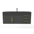 thumbnail image 2 of Nile 48" Black Wood Floating Vanity with Black Top and Gold Trim, 2 of 9