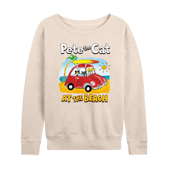 Pete The Cat - At The Beach - Women's Lightweight French Terry Long Sleeve Shirt