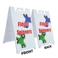 thumbnail image 2 of A-frame Sidewalk Fidget Spinners 24" x 36" Double Sided A-Frame Sidewalk Sign, Includes 2 Installed Vinyl Decals | Foldable Portable White Signicade Sandwich Board Signs, 2 of 5
