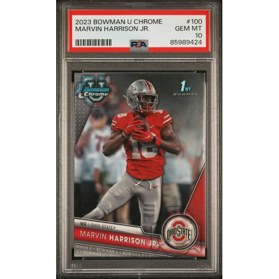 Graded 2023 Topps Bowman U Chrome Marvin Harrison Jr #100 Rookie RC Football Card PSA 10 Gem Mint