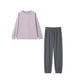 thumbnail image 3 of Traje de mujer para el hogar, otoño e invierno, con forro polar, color contrastante, holgado, cuello redondo, manga larga, 3 of 6