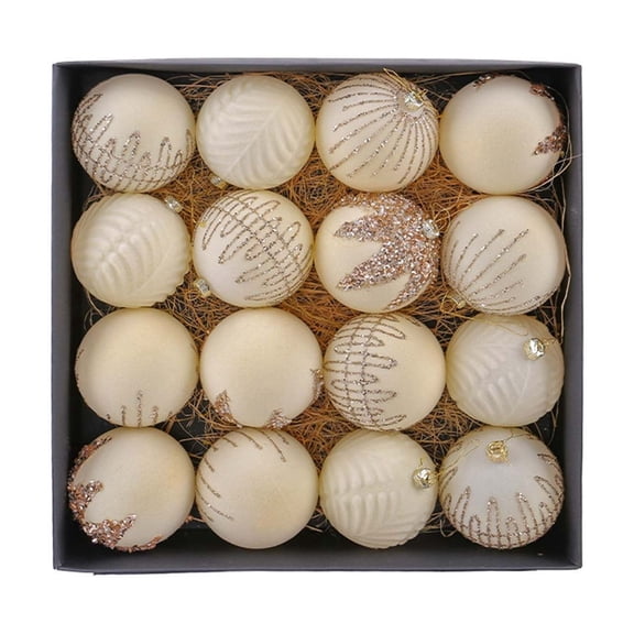 Qwtwty 16 Pcs Velvet Christmas Decorations Ornaments Set, Shatterproof Christmas Bauble Hanging Pendants for Xmas Holiday Indoor Outdoor Party Decor