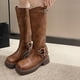 thumbnail image 2 of Amzcrzy Zapatos de mujer,Zapatos de mujer,Zapatillas de mujer, Botas altas de punta redonda con tacón grueso para otoño e invierno, botas casuales de moda para mujer Sandalias Mujer Zapatillas De Cas, 2 of 5