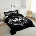 thumbnail image 3 of jejeloiu Skull Moth Pattern Queen Comforter Set,Gothic Theme Bedding Sets,Black White Bedding Comforter Set For Boys,Ultra Soft Home Decor Reversible,3pcs, 3 of 8