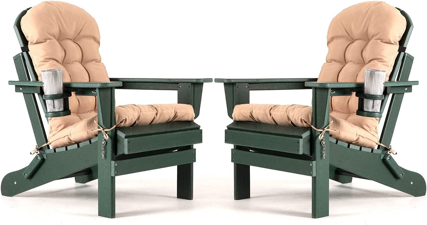 Nalone Folding Adirondack Chairs set of 2 with Cushion with Cup Holder