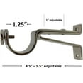 thumbnail image 2 of Urbanest Single Curtain Rod Bracket for 1" and 1 1/8" Drapery Rod, Adjustable Wall Mount Curtain Rod Holder, Heavy-Duty Metal Curtain Hardware, 2 Pcs, Nickel, 2 of 5