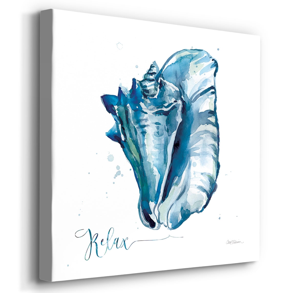 Wexford Home Seashell Beach House Theme Wall Décor 16 x 16 inches, Set of 4 Nautical Wall Art Canvas Prints Decoration for Bathroom Bedroom Living Room