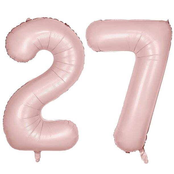 Globo LVMOQIQIU, 40 cm, color rosa, número 27, lámina para fiesta, 2 unidades