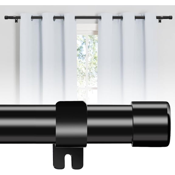 FLY HAWK Black Curtain Rods for windows 30 to 94 inches, 1 inch Metal Curtain Rod Kit with Adjustable Brackets