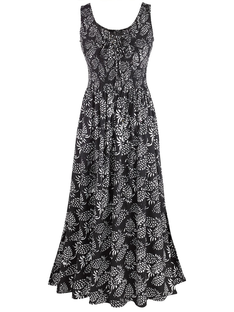 shirred top maxi dress