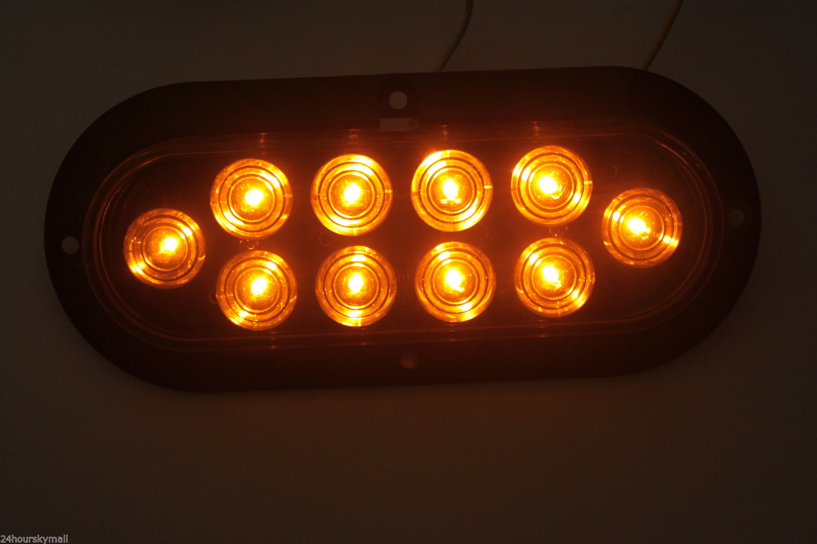 6" AMBER Oval FLANGE SURFACE MOUNT LED Turn Tail Light Trailer Truck Waterproof 35102C-A