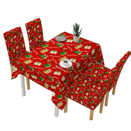 

Christmas Table and Chair Covers Santa Claus Bells Pattern for Kitchen Dining Kitchen Dining Room Tablecloth Covers Table and Chair Covers Santa Claus Bells Pattern Gift Box Tablecloth 140x210