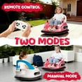 thumbnail image 2 of Kids Bumper Car, 12V Ride on Toy with Remote Control, Electric Bumper Car Ride on for Girls Boys Ages 2-5, 360 Degree Spin, Bluetooth, Light, Seat Belt, Pink, 2 of 7
