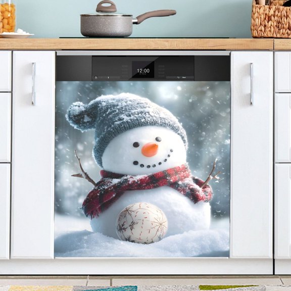 Ryvnso Snowman in Winter Christmas Dishwasher Magnetic Refrigerator Magnet Cover Kitchen Home Decorative 23"x26"