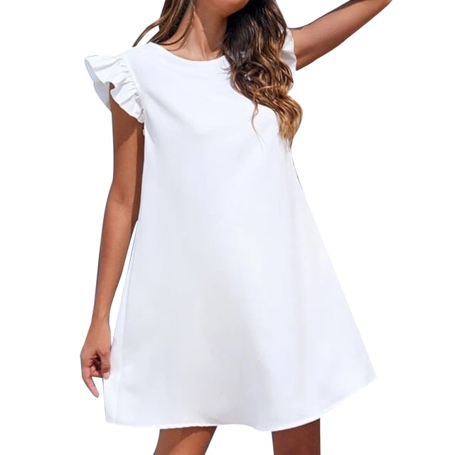 Kcodviy Robe d'Été pour Femme, Fraîche et Douce, Amincissante, Robe Unie, Robe Décontractée pour Femme, Jupe