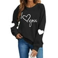 thumbnail image 2 of Caywon Women's Crew Neck Valentine's Day Printed Sweatshirt,Long Sleeve Pullover No Hood Casual Top Solid Color Fashionable Daily Outfit, 2 of 7