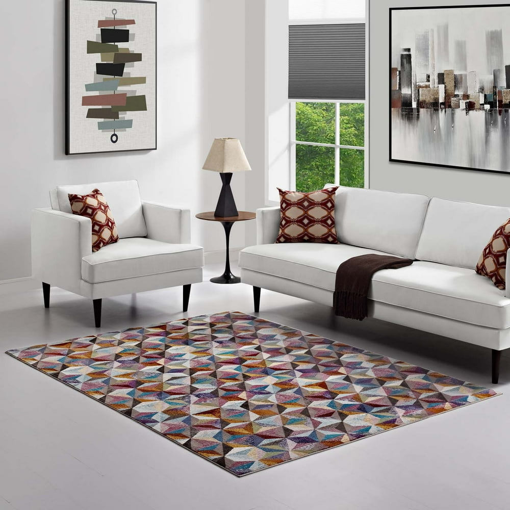 Modway Arisa Geometric Hexagon Mosaic 8x10 Area Rug in Multicolored