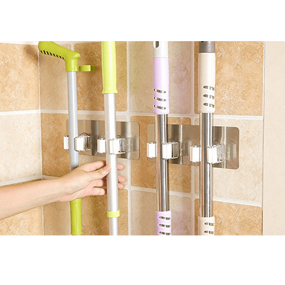 8PCS Gripper Holds Self Adhesive Reusable Wall Mount Tools Storage Organizer Kitchen Bathroom Broom Mop Holder 