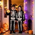 thumbnail image 2 of Krdevn Skeleton Hooded Zip Up Onesie Halloween Plush Full Body Jumpsuit Trick Or Treat Cosplay Outfit Casual Sleep Loungewear Pajamas Black,6-7 Years, 2 of 3