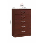 Hodedah 5-Drawer Dresser, Mahogany