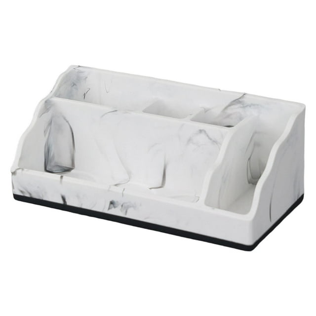 Organizador de baño para encimera, organizador de cepillos de dientes de resina, 5 compartimentos, con drenaje Blanco