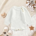 thumbnail image 2 of Gubotare Sweater for Baby Boys Baby Toddler Boys Girls Pullover Sweater Cotton Knit Button Closure Sweaters Size 9 12 Months (White,9-12 Months), 2 of 3
