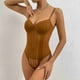 thumbnail image 4 of Body de encaje para mujer, lencería con correas ajustables, erógeno, sin espalda, encaje transparente, costura de malla, lencería de una pieza, café L, 4 of 8