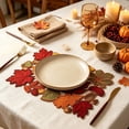 thumbnail image 5 of Xuniizn Embroidered Rectangular Fall Placemats 16.9" x 11", Maple Leaf Acorn Table Mats with Openwork Edge, Thanksgiving Harvest Place Mats for Dining Table & Seasonal Decor, 5 of 9