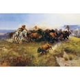 thumbnail image 3 of Russell, Charles M. 14x11 Black Modern Framed Museum Art Print Titled - The Buffalo Hunt, 3 of 5