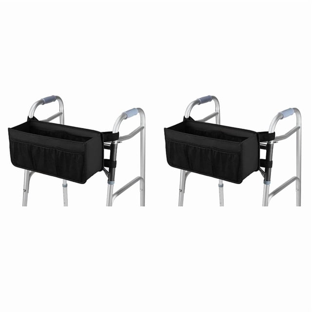 2X Panier de Déambulateur Sac de Déambulateur Porte-Gobelet de Déambulateur Panier de Déambulateur pour Déambulateur Pliant Sac de Rangement pour Déambulateur Pliable