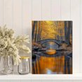 thumbnail image 2 of Qisvanset 12x16 Inch Golden Foliage Autumn Bridge Canvas Wall Art, Stone Bridge Reflection Rustic Decor, 2 of 8