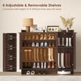 thumbnail image 6 of Hiphuta 48" Wide 6-Tier Shoe Cabinet with 4 Adjustable Shelves, Holds Up to 35 Pairs, Farmhouse Wood Grain Shoe Rack Organizer with 3 Doors and Table Top, Brown, 6 of 8