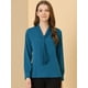thumbnail image 2 of Blusa Elegante De Oficina De Trabajo Para Mujer, Camisa Plisada Con Cuello De Lazo Y Manga Larga Azul eléctrico L, 2 of 6