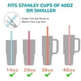 thumbnail image 6 of Tomorotec 15-Pack 12" Reusable Silicone Drinking Straws Fit for Stanley Tumblers 20oz, 30oz, 40oz with 2 Cleaning Brushes, BPA-Free Food-Grade Vibrant Colors Flexible Straws for Family Use (Flamingo), 6 of 7